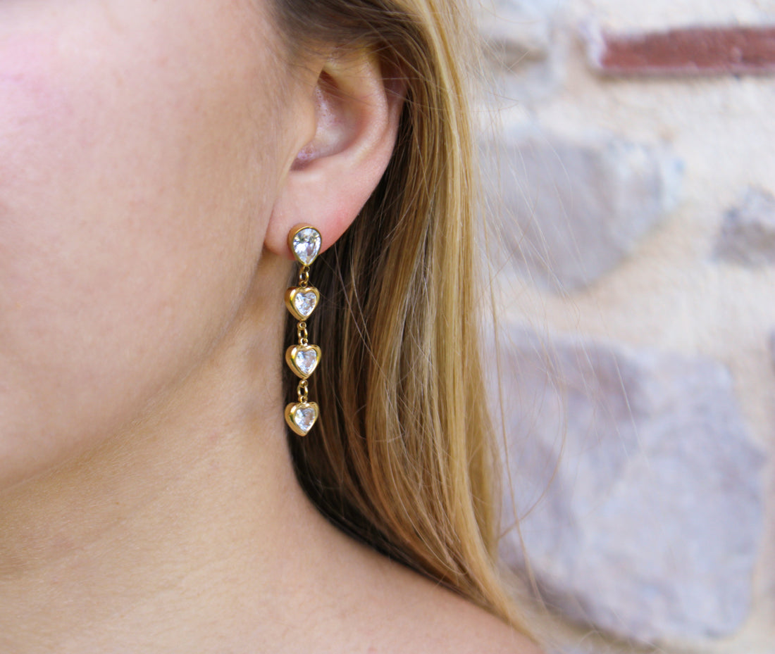 Adelie | Boucles d'oreilles en acier inoxydable et zircons