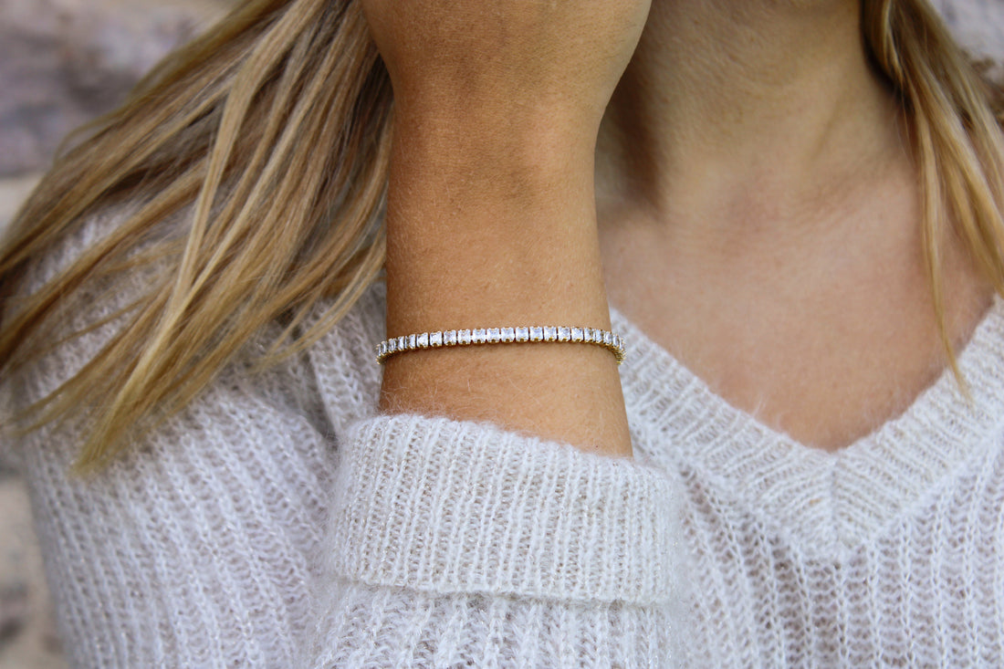 Adelie | Bracelet rivière de zircons en acier inoxydable