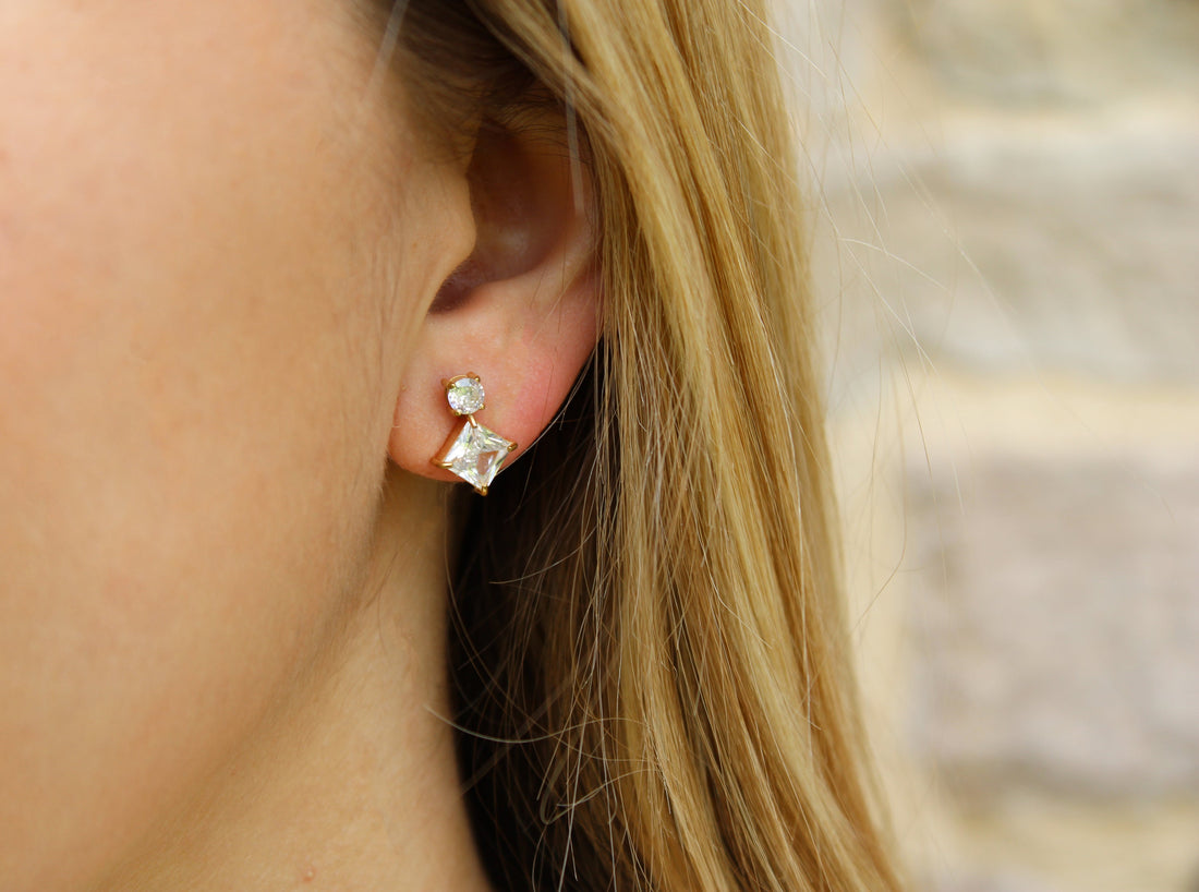 Amandine | Boucles d'oreilles puces en zircon et acier inoxydable