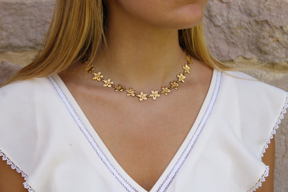 Amaya | Collier fleurs en acier inoxydable