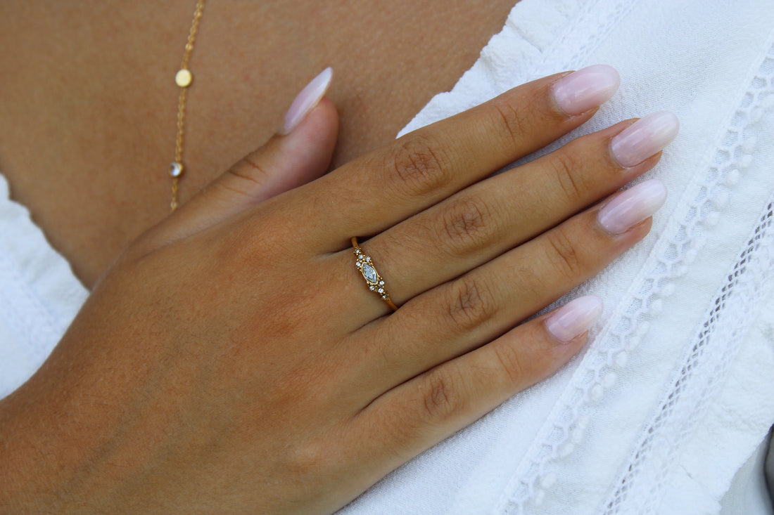 Amélie | Bague en acier inoxydable et zircons