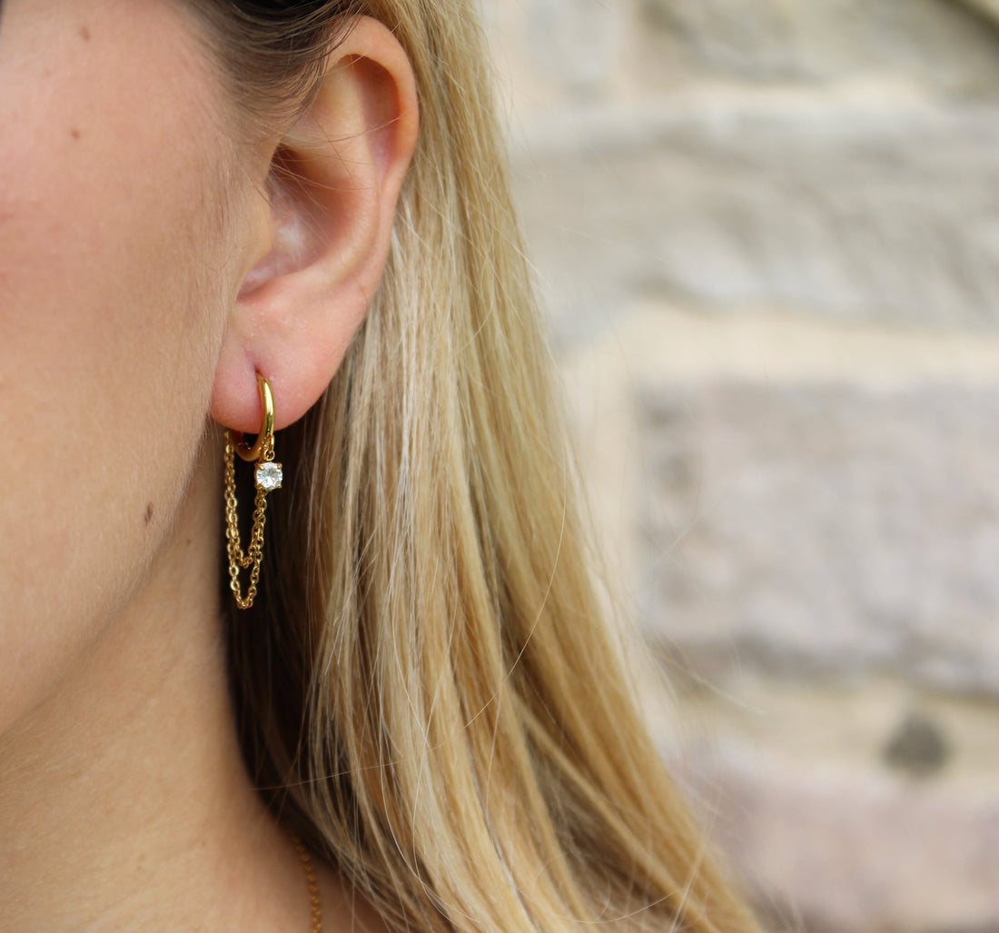 Anabelle | Boucles d'oreilles en acier inoxydable et zircons