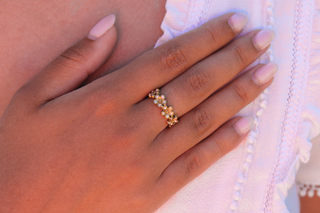 Angela | Bague fleurs en acier inoxydable