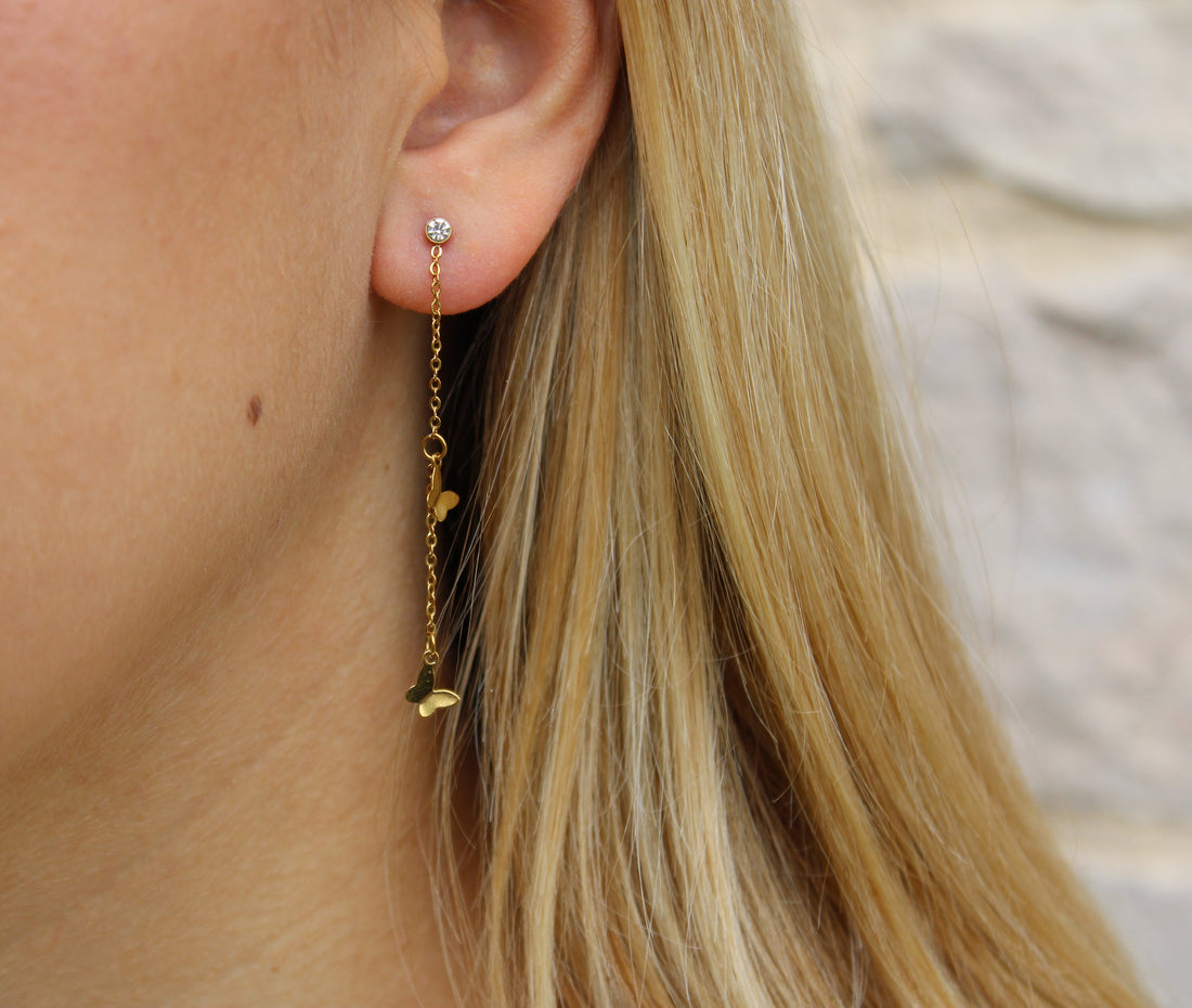 Anna | Boucles d'oreilles en acier inoxydable et zircons