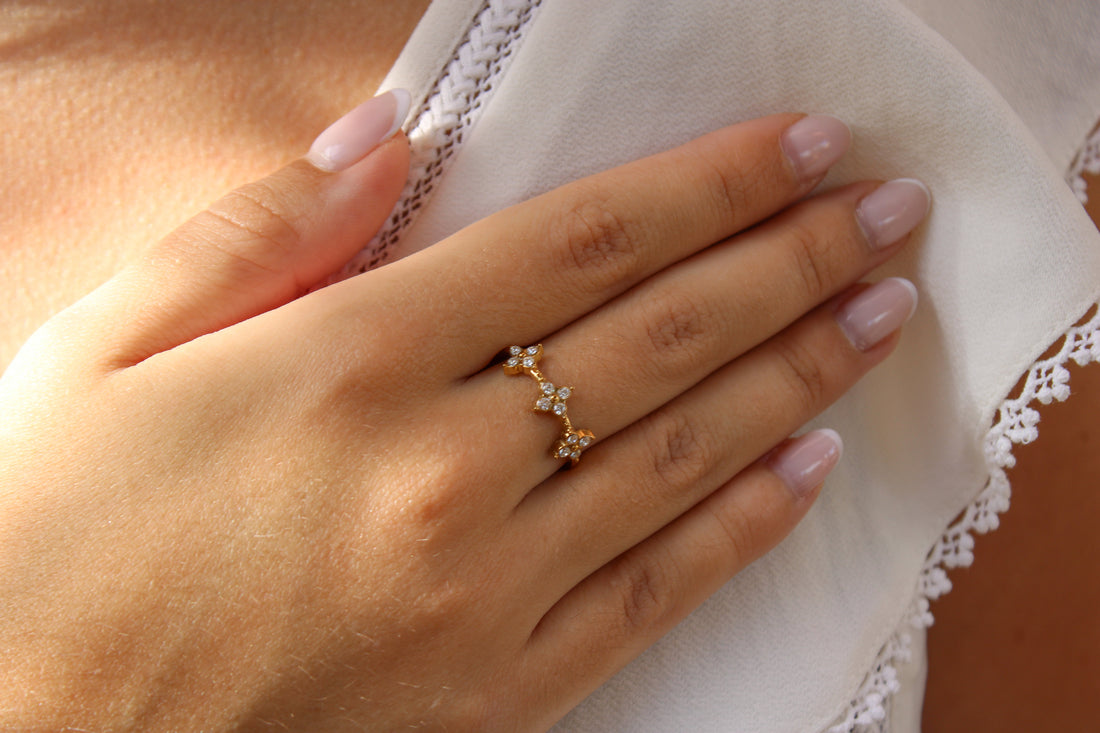 Athena | Bague en acier inoxydable et zircons