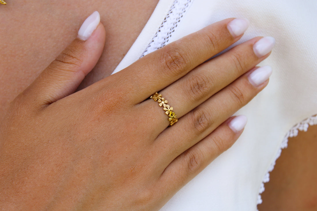 Camelia | Bague fleur en acier inoxydable