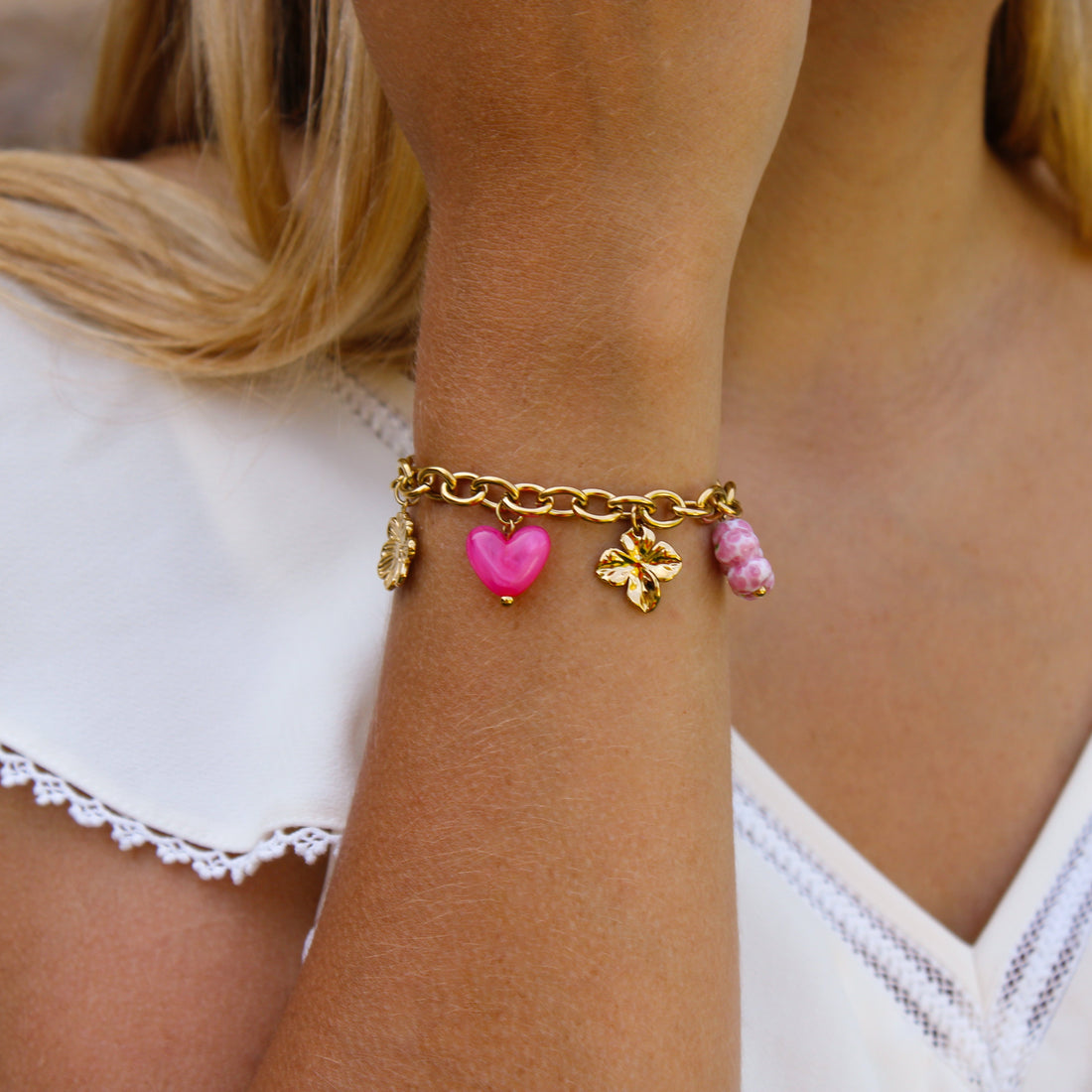 Chloé | Bracelet breloques en acier inoxydable