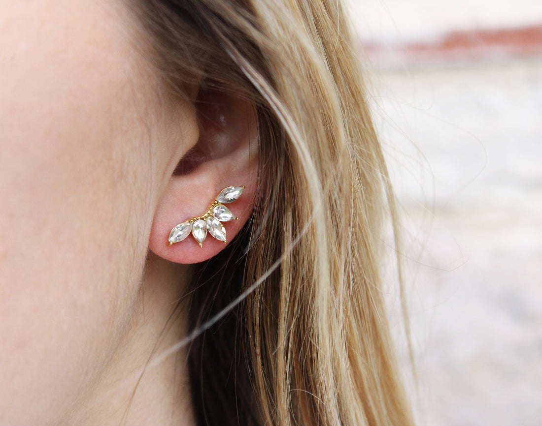 Clémence | Boucles d'oreilles en acier inoxydable et zircons