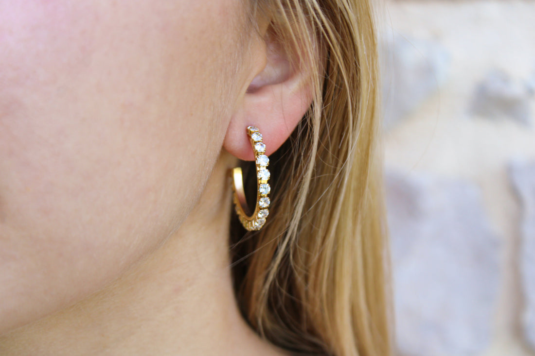 Elisa | Boucles d'oreilles en acier inoxydable et zircons