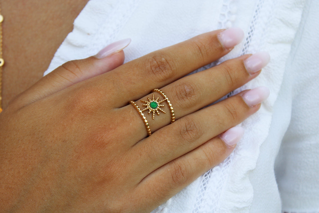 Eva | Bague en acier inoxydable et pierre naturelle
