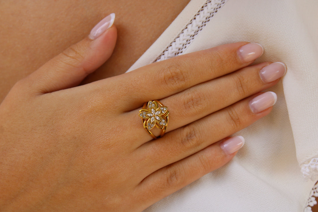 Flavie | Bague anti-stress en acier inoxydable et zircons