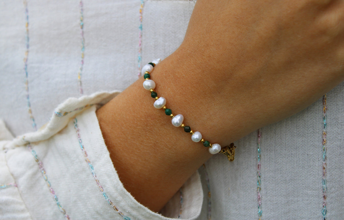Florence | Bracelet en perles d'eau douce et acier inoxydable