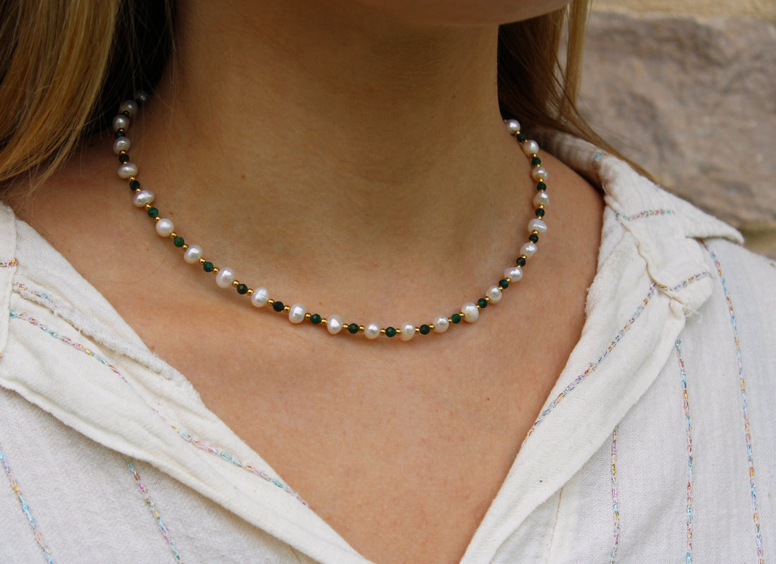 Florence | Collier en perles d'eau douce et acier inoxydable