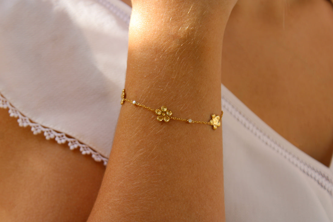 Hanaé | Bracelet fleurs en acier inoxydable