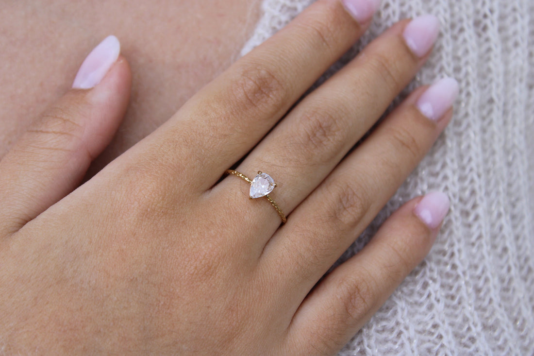 Hilona | Bague en acier inoxydable et zircon