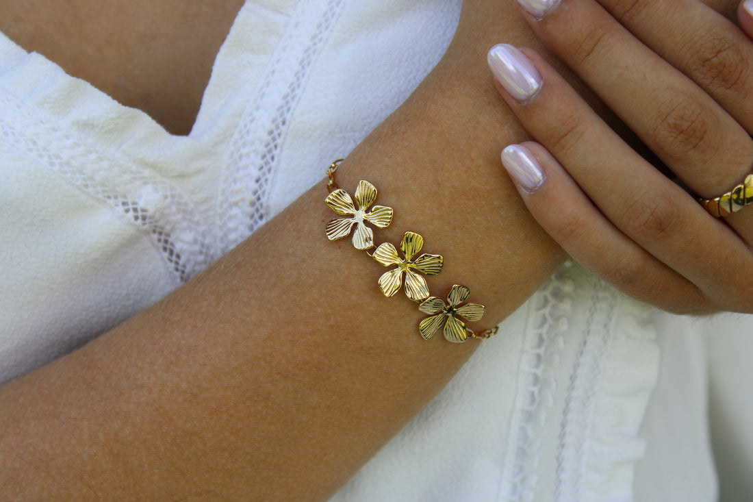 Ivy | Bracelet fleurs en acier inoxydable