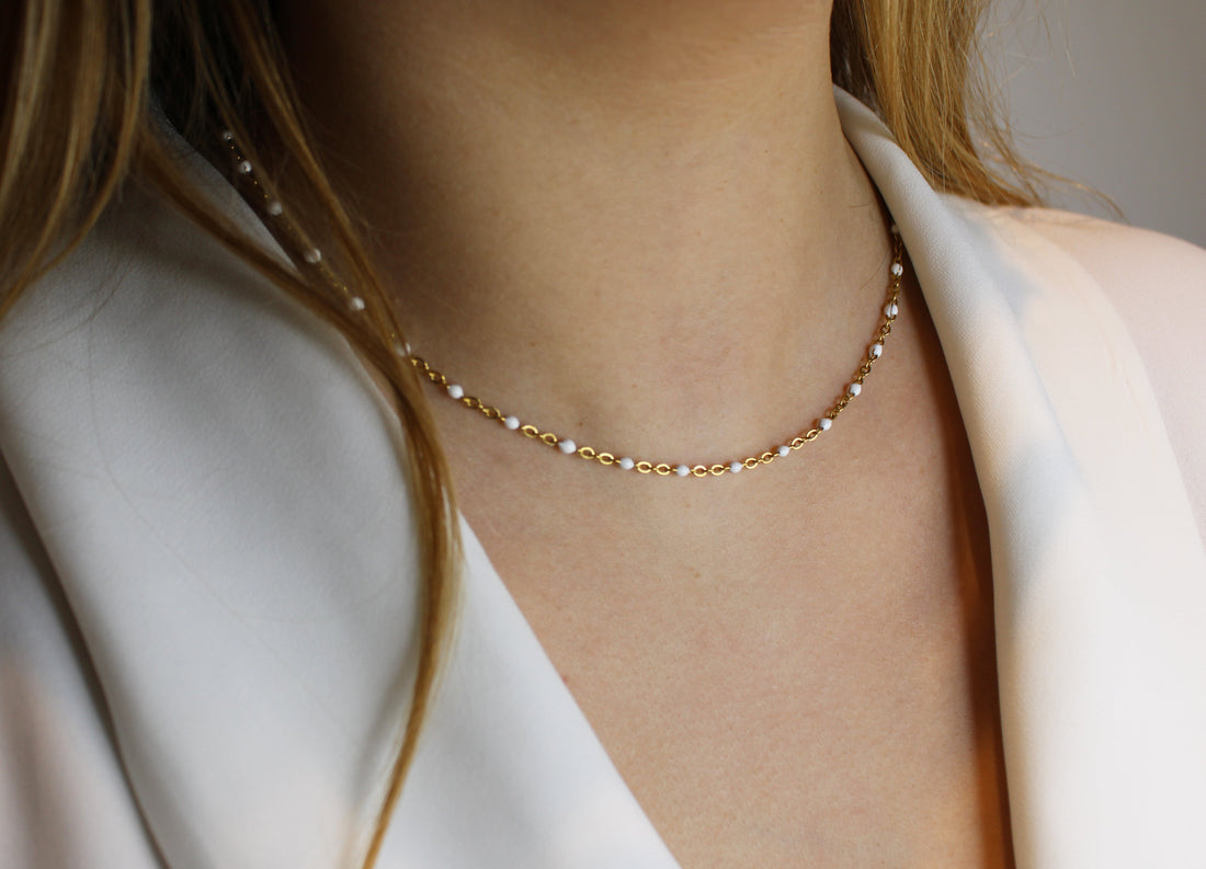 Jade | Collier en acier inoxydable doré