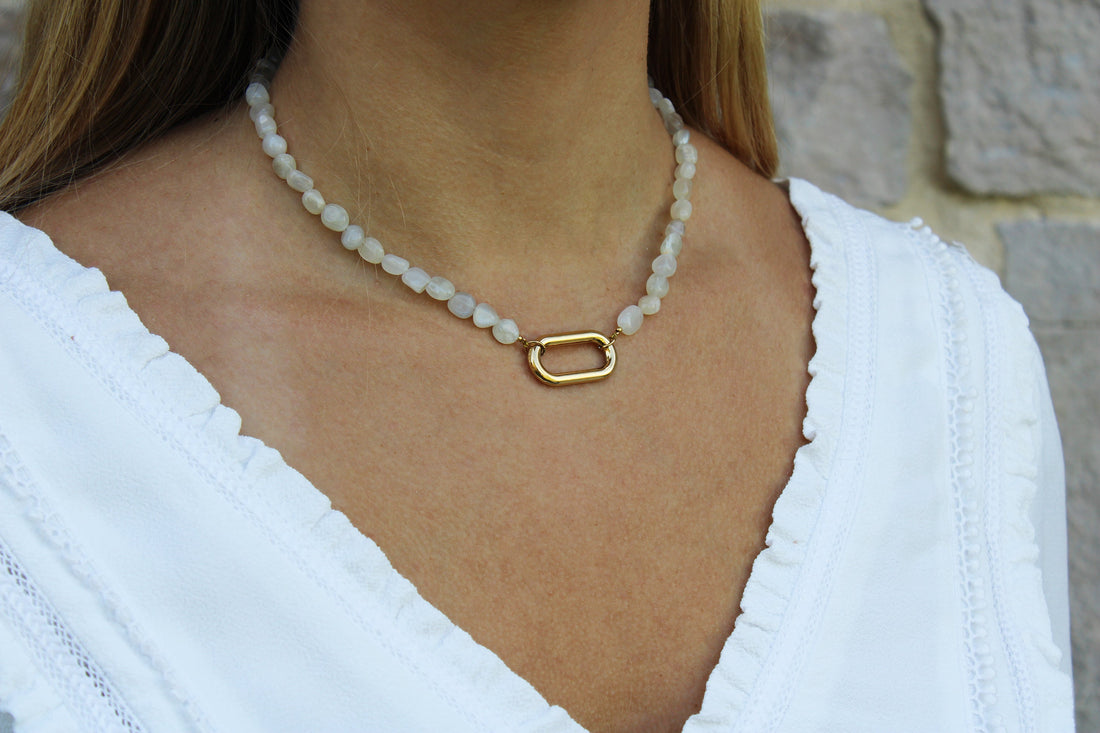 Lana | Collier en acier inoxydable et pierre naturelle