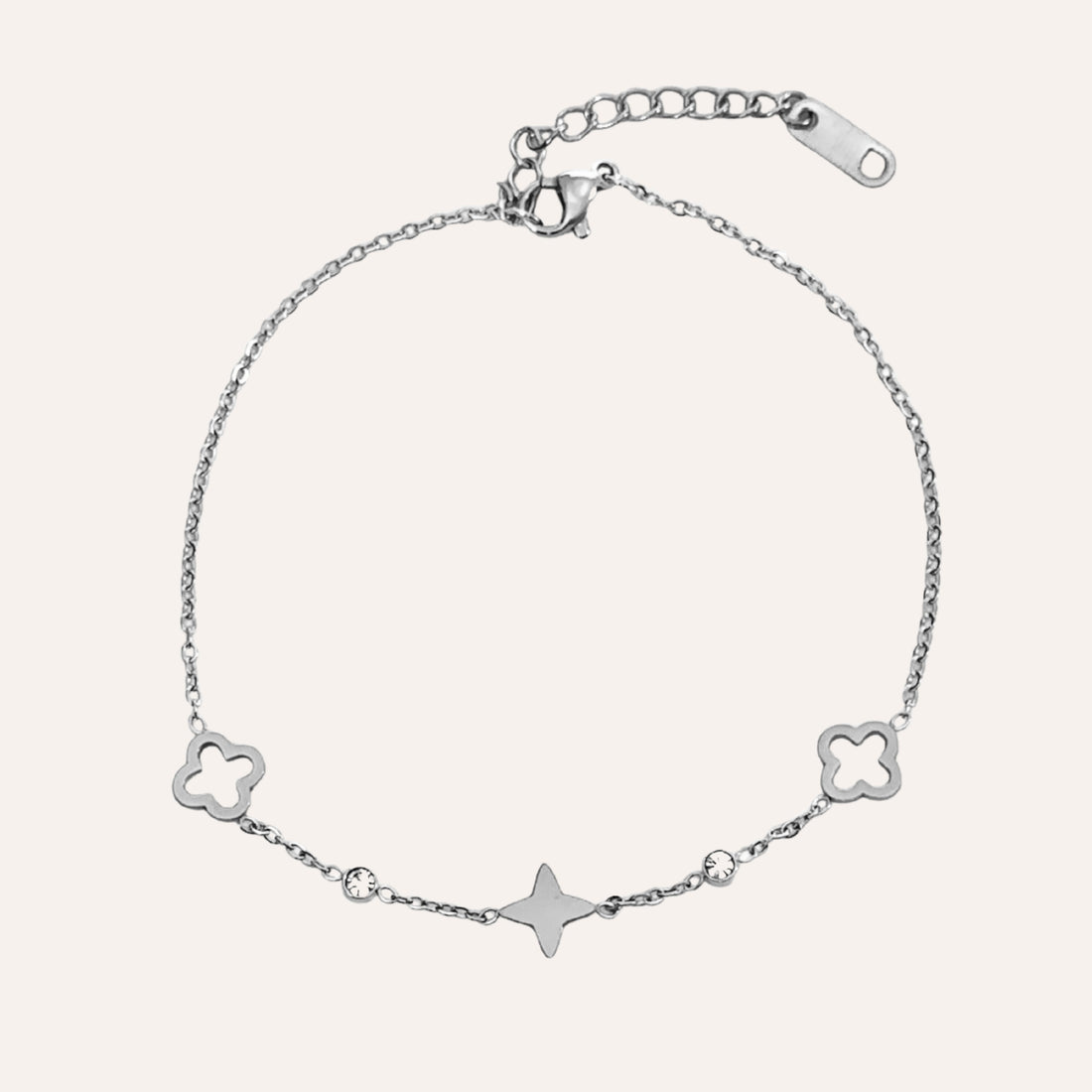 Léna | Bracelet de cheville en acier inoxydable et zircons
