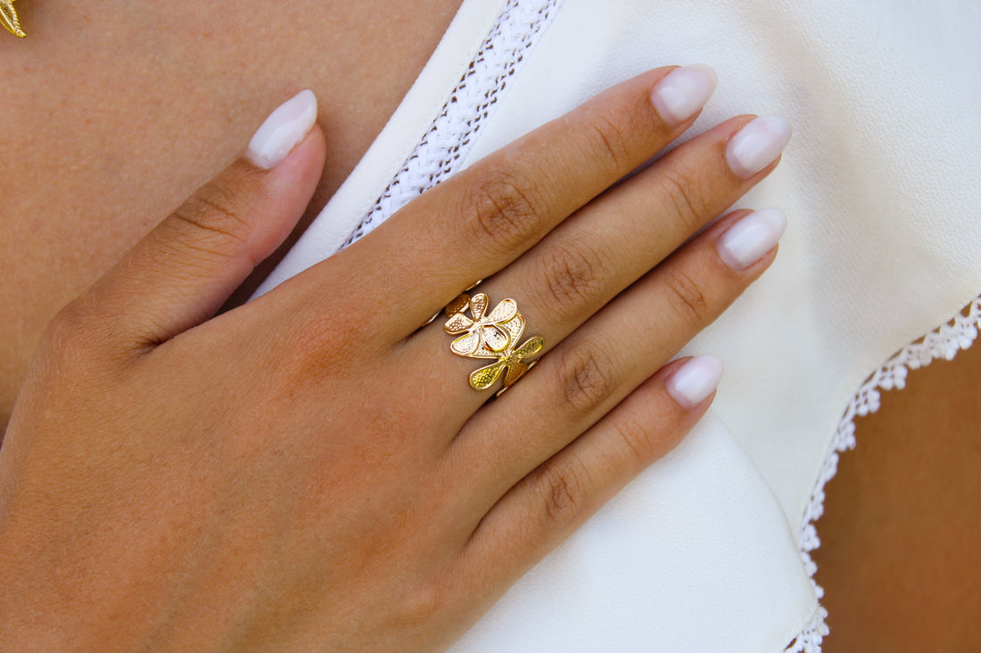 Lila | Bague fleur en acier inoxydable