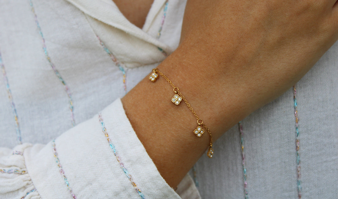 Livia | Bracelet en acier inoxydable et zircons