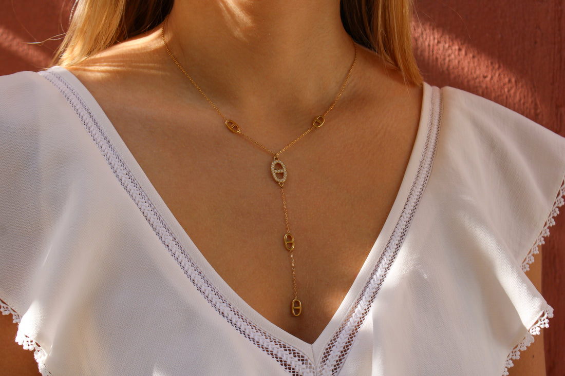 Louana | Collier en acier inoxydable et zircons