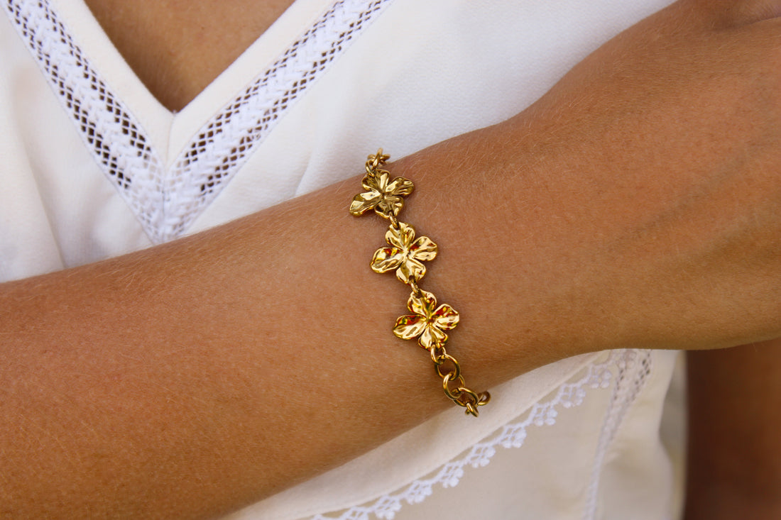Madeline | Bracelet fleurs en acier inoxydable