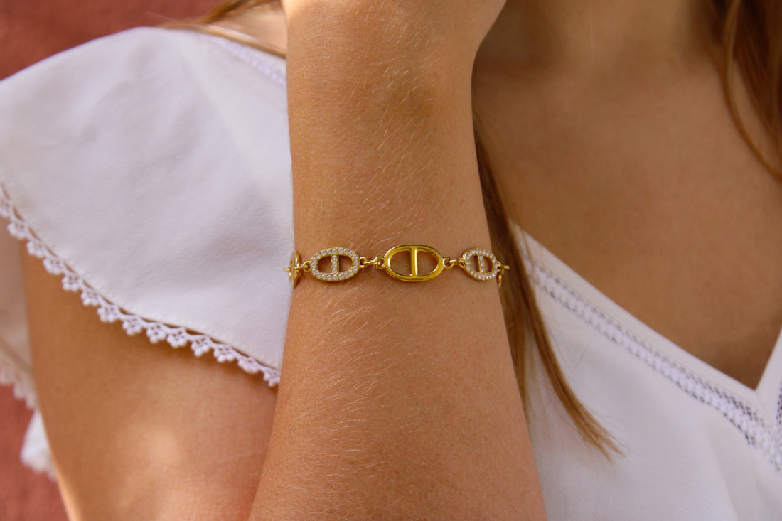 Melia | Bracelet en acier inoxydable et zircons