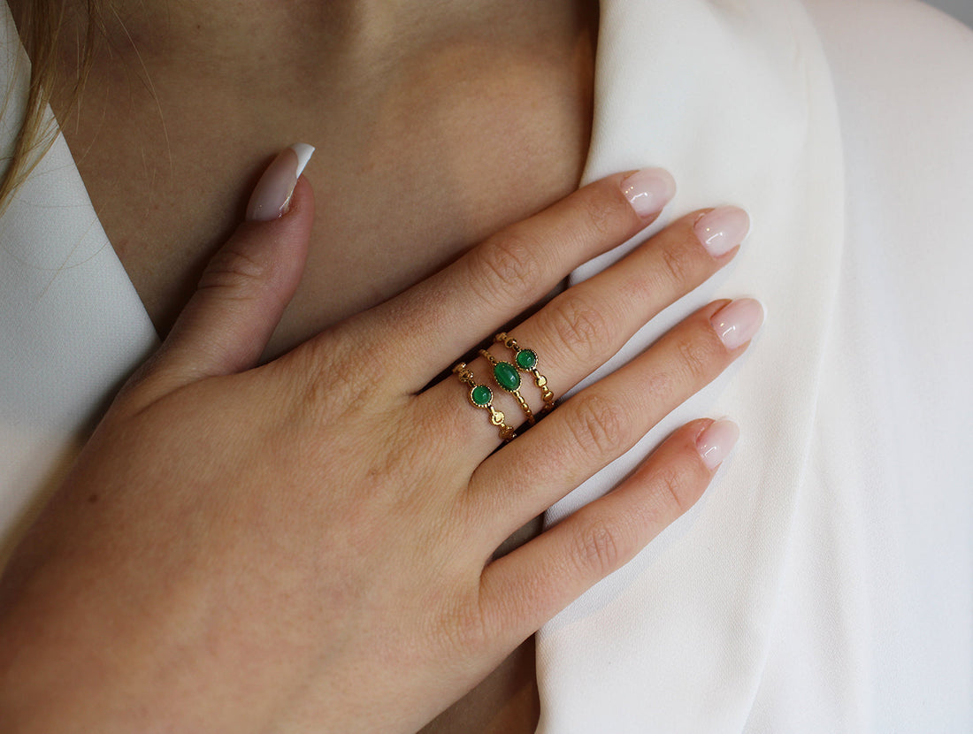 Mia | Bague en acier inoxydable et pierre naturelle