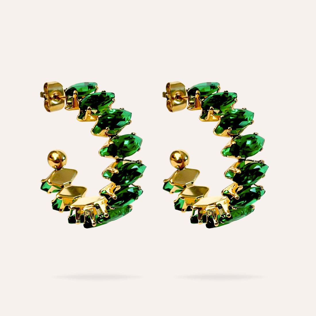 Olympe | Boucles d'oreilles créoles en acier inoxydable et zircons