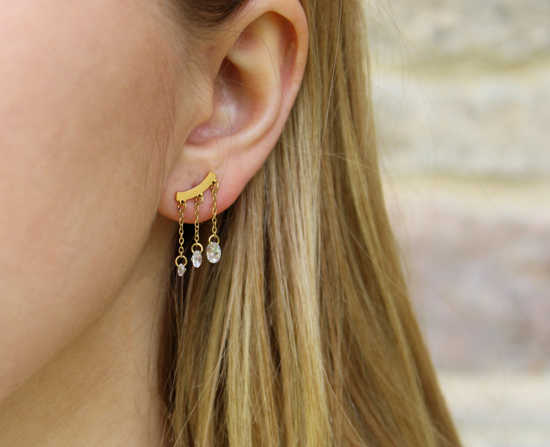Paris | Boucles d'oreilles en acier inoxydable et cristaux