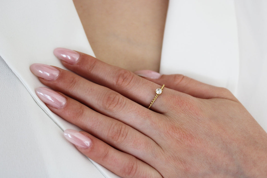 Romy | Bague en acier inoxydable et zircon