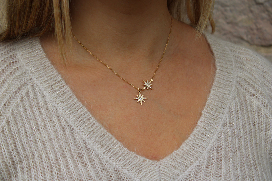 Star | Collier en acier inoxydable et zircons