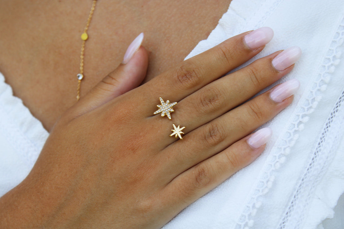 Stella | Bague en acier inoxydable et zircons