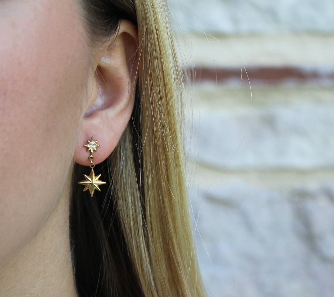 Stella | Boucles d'oreilles en acier inoxydable et zircons