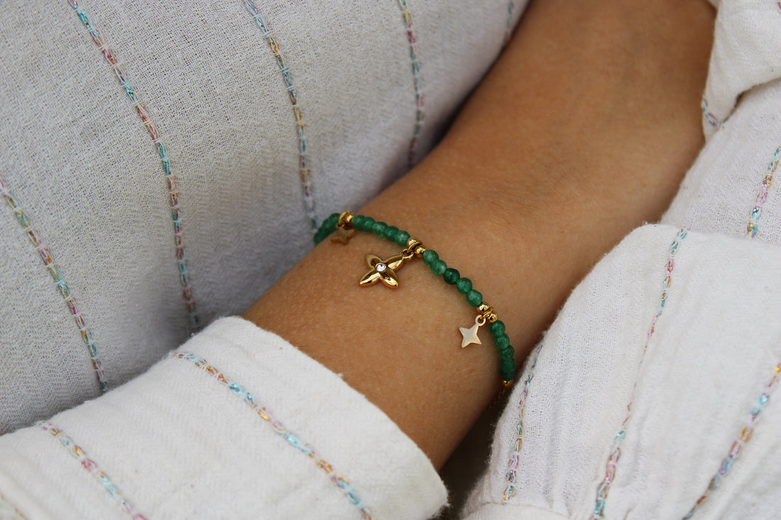 Sun | Bracelet en acier inoxydable et perles