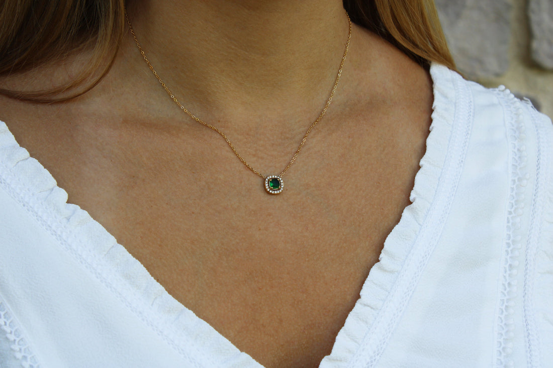 Suzanne | Collier en acier inoxydable et zircons