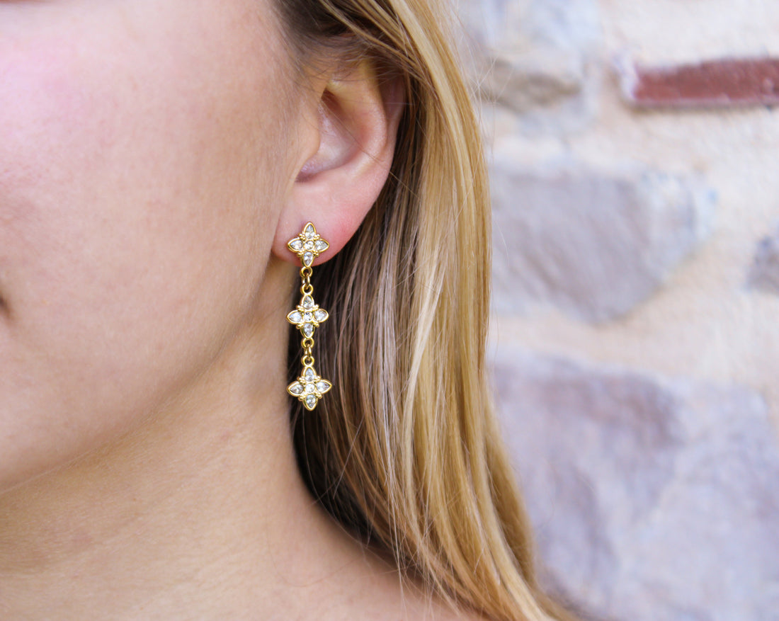 Tessa | Boucles d'oreilles en acier inoxydable et zircons
