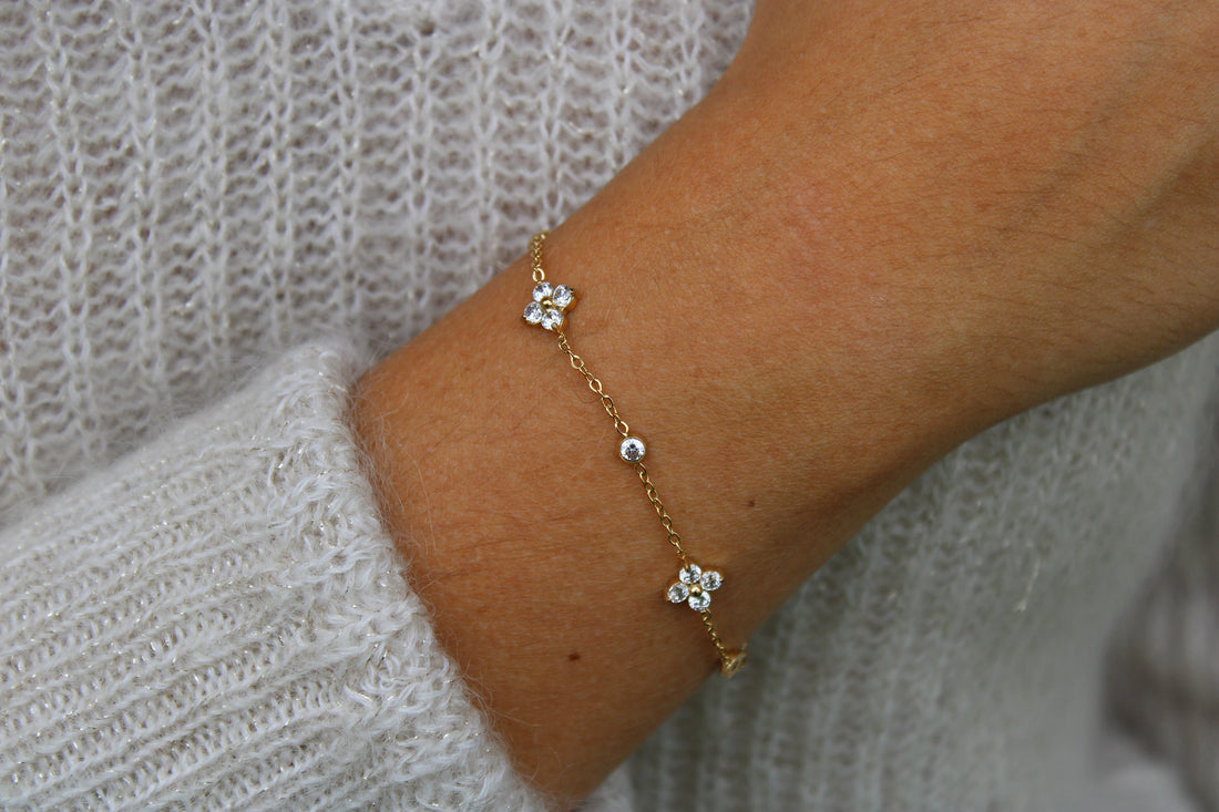 Violette | Bracelet en acier inoxydable et zircons